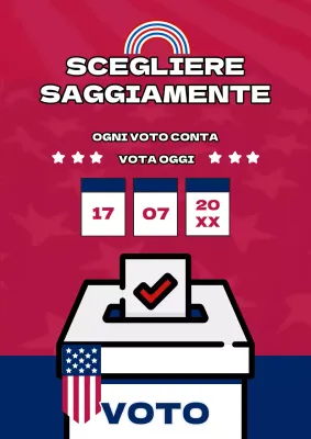 Avviso kitsch rosso e blu per la Giornata elettorale