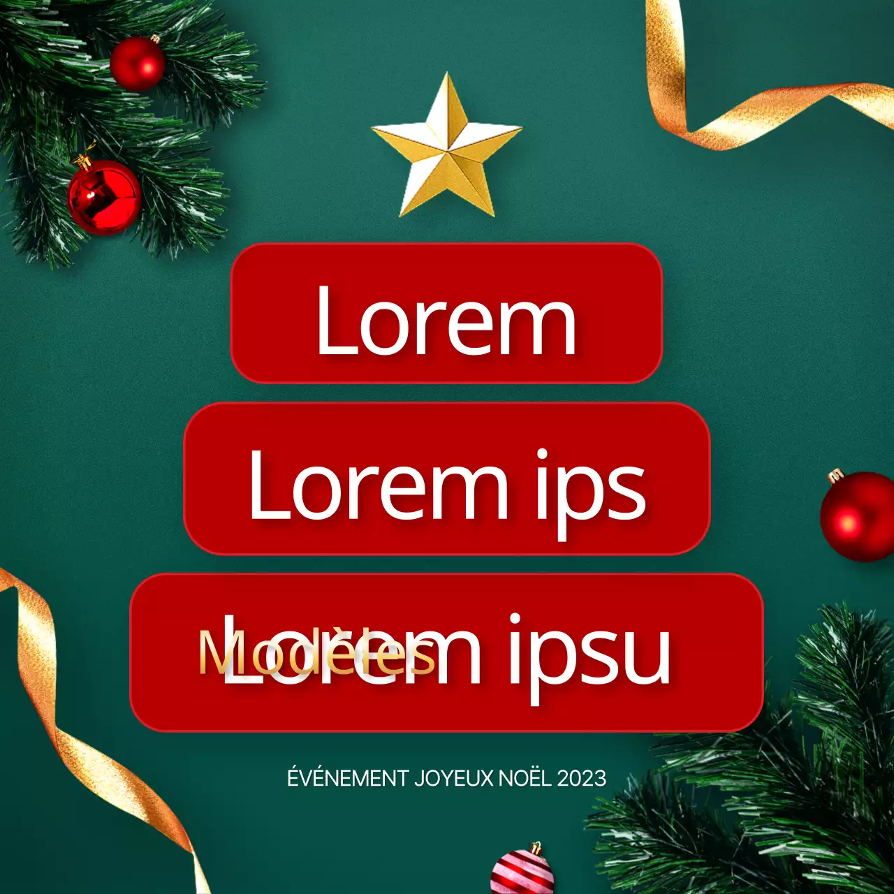 Annoncez un luxueux paquet de modèles de Noël festifs en vert et rouge