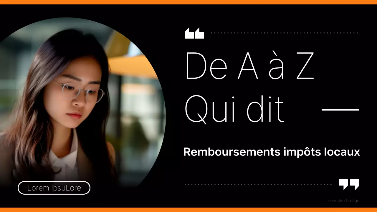 Informations modernes sur les remboursements d'impôts locaux en orange et noir