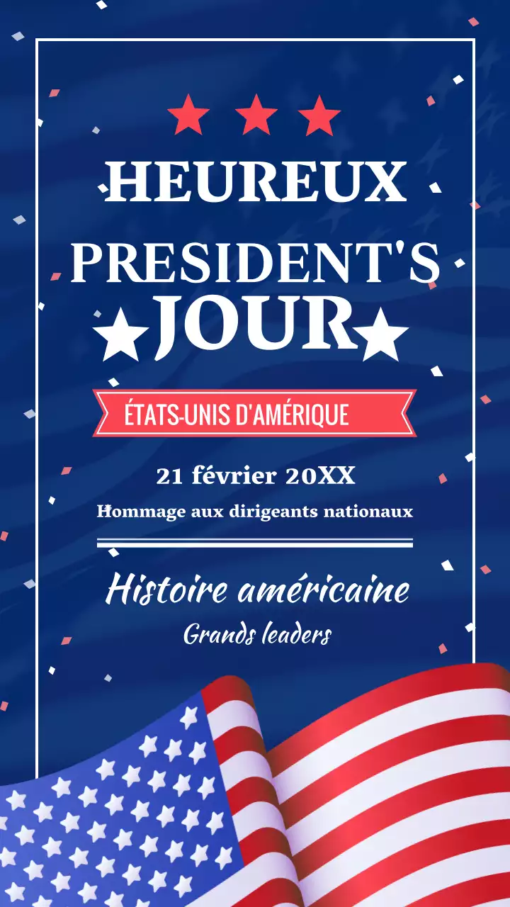 Publicité classique bleu et rouge pour le jour du président