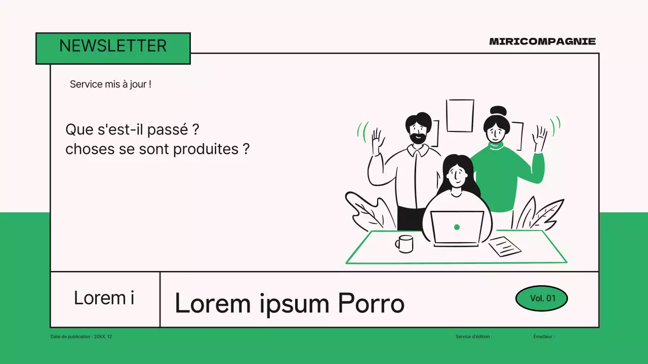 A propos de la lettre d'information mensuelle verte et moderne de l'entreprise