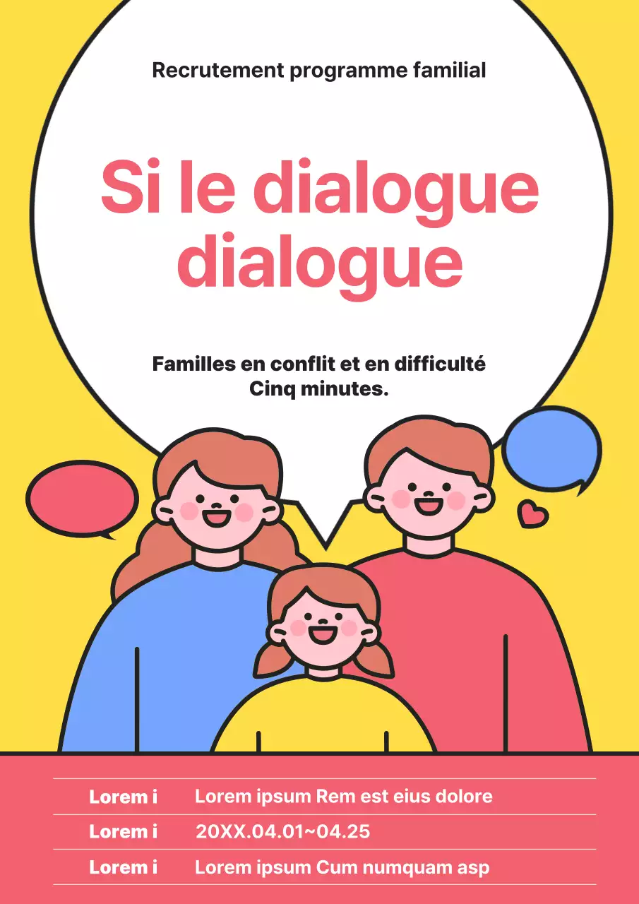 Avis de recrutement pour le programme jaune de conseil psychologique aux familles