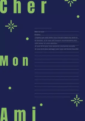 Lettre d'invitation moderne en bleu marine et chartreuse