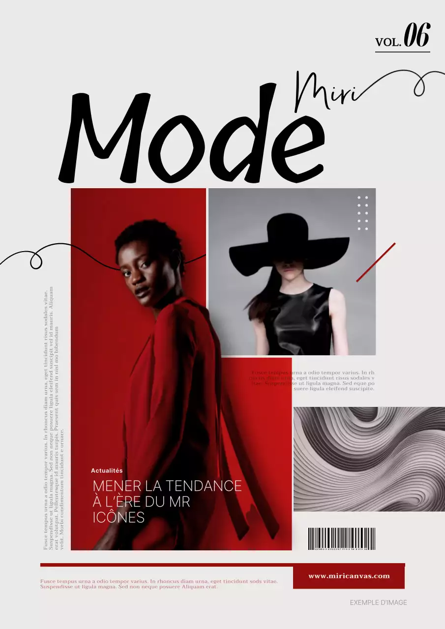 Un luxueux magazine de mode en rouge et ivoire