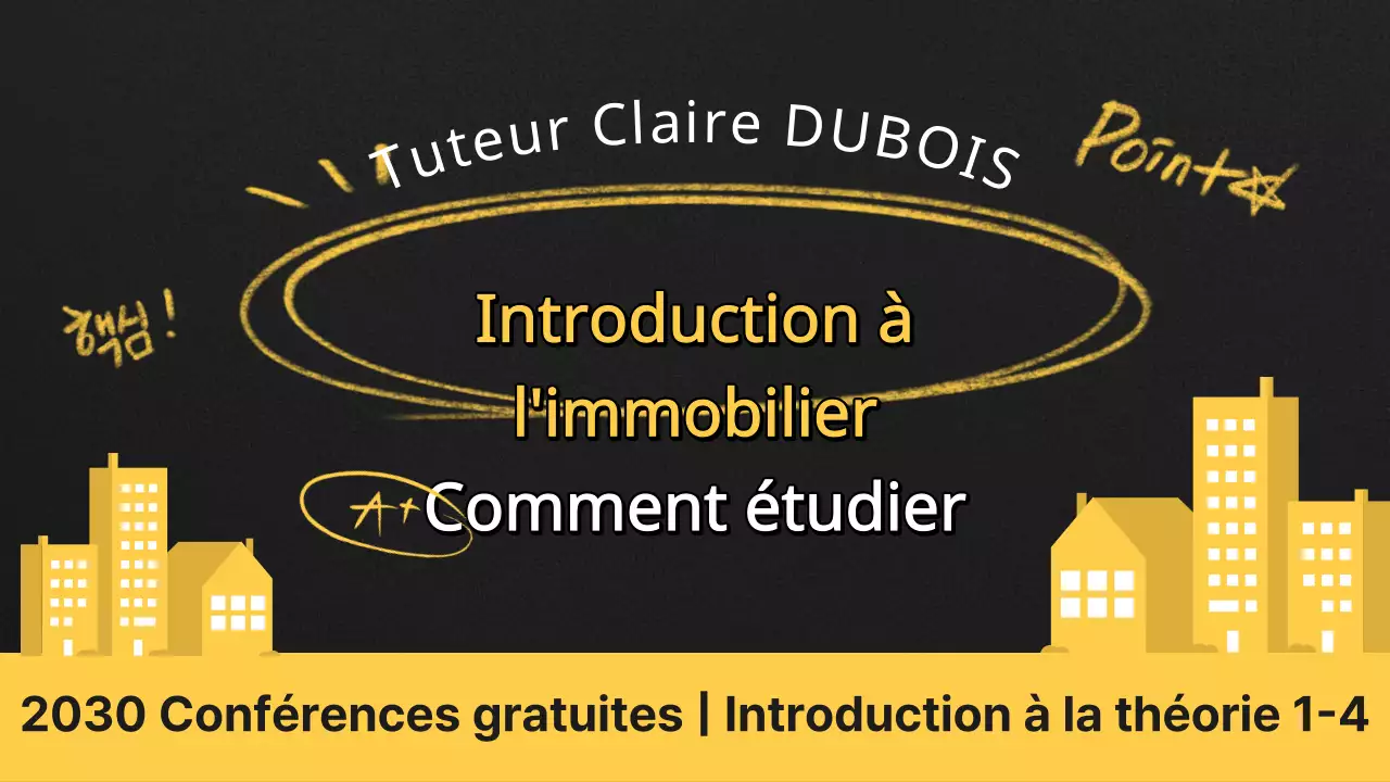Couverture du cours d'introduction à l'immobilier sur fond jaune et noir