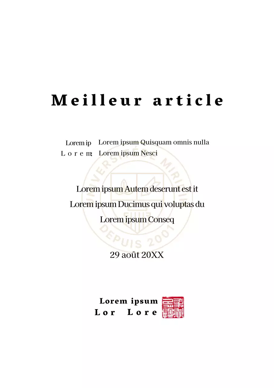 Prix simple de l'université pour le meilleur travail avec le concept du formulaire de prix de l'école