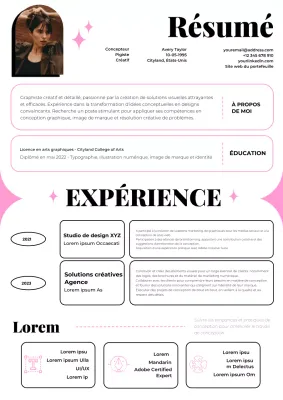 C.V. de graphiste géométrique noir et rose
