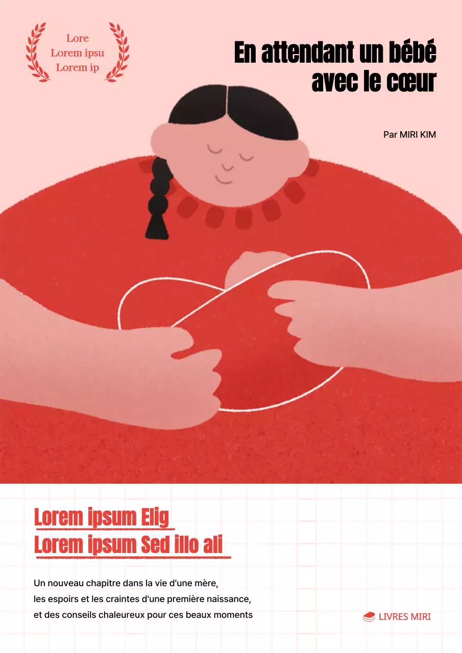 Mignonne couverture de livre parental rouge et rose