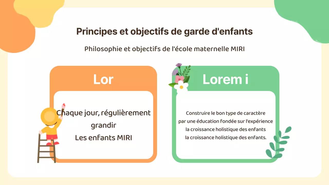 Présentation d'orientation pour la garderie jaune