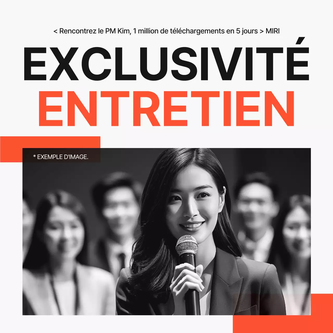 Une lettre de motivation moderne, en noir et blanc et orange, pour un entretien avec un entrepreneur