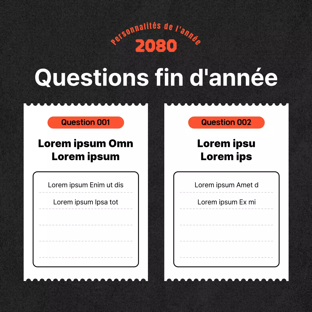 Un simple billet de fin d'année en orange et noir