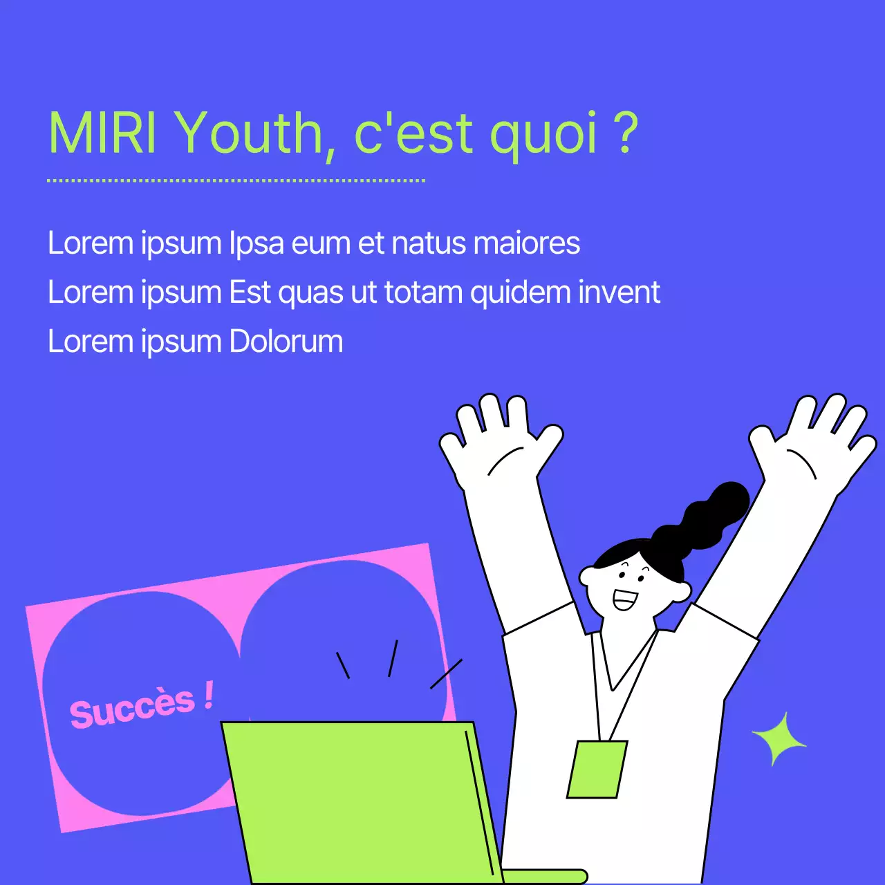 Annonce de recrutement communautaire kitsch en violet et chartreuse