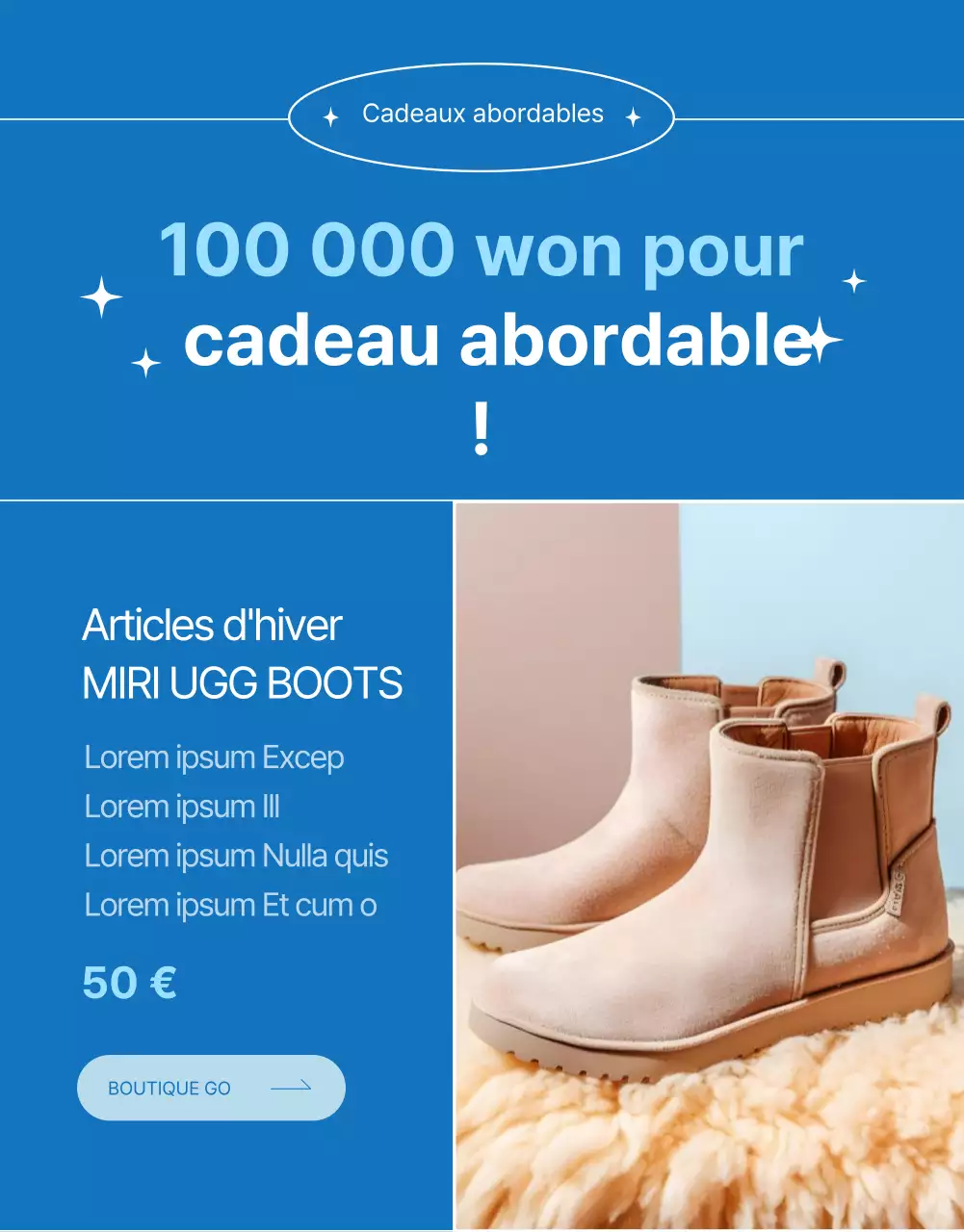 Promouvoir un équipement d'hiver moderne en bleu et bleu clair