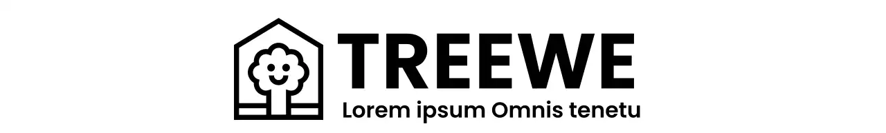 Design d'une entreprise de meubles avec un logo de marque représentant un arbre dans une maison