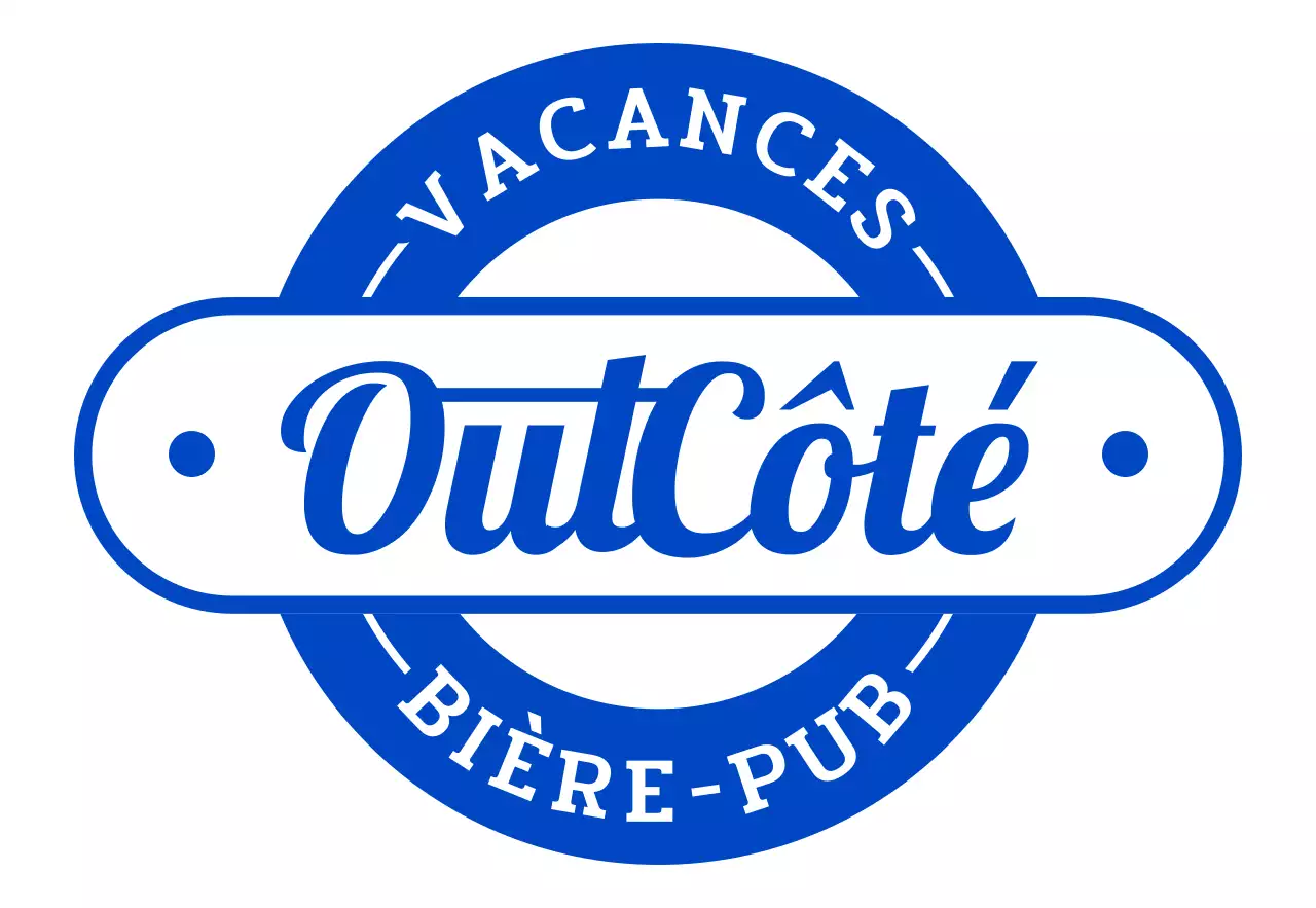 Enseigne de devanture de brasserie d'inspiration rétro avec des tons bleus