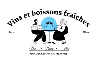 Design promotionnel avec une illustration d'un buveur de vin