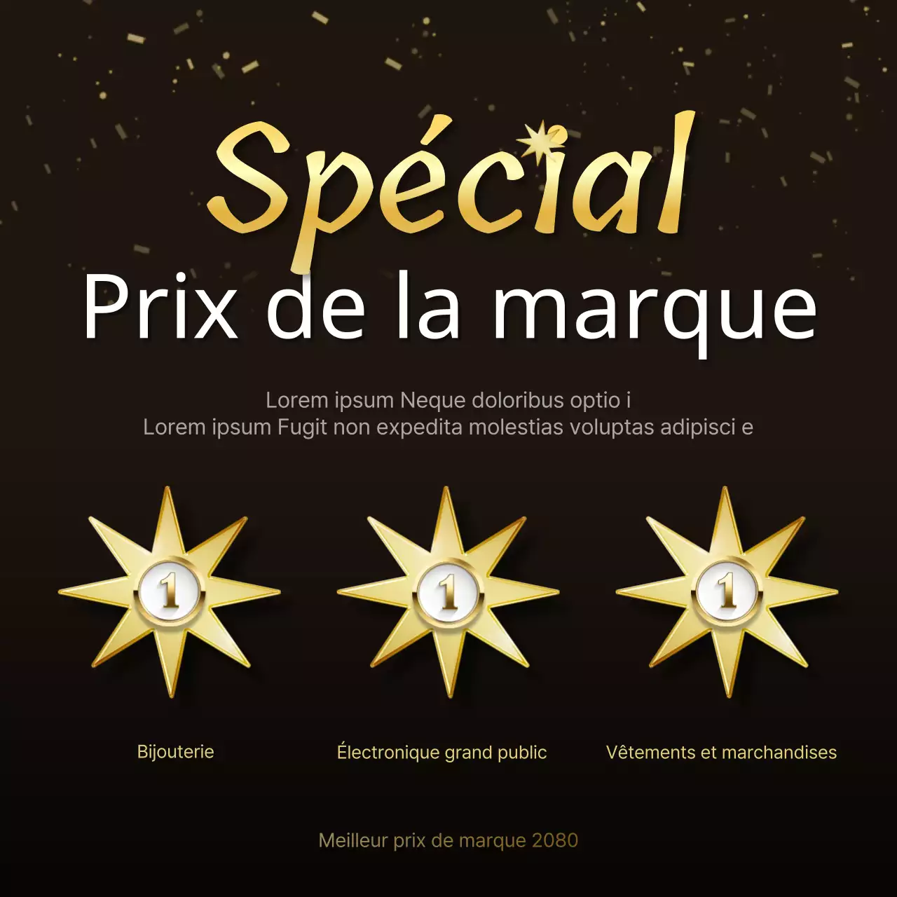 Annoncer une luxueuse cérémonie de remise des prix de fin d'année pour les marques, en marron et or