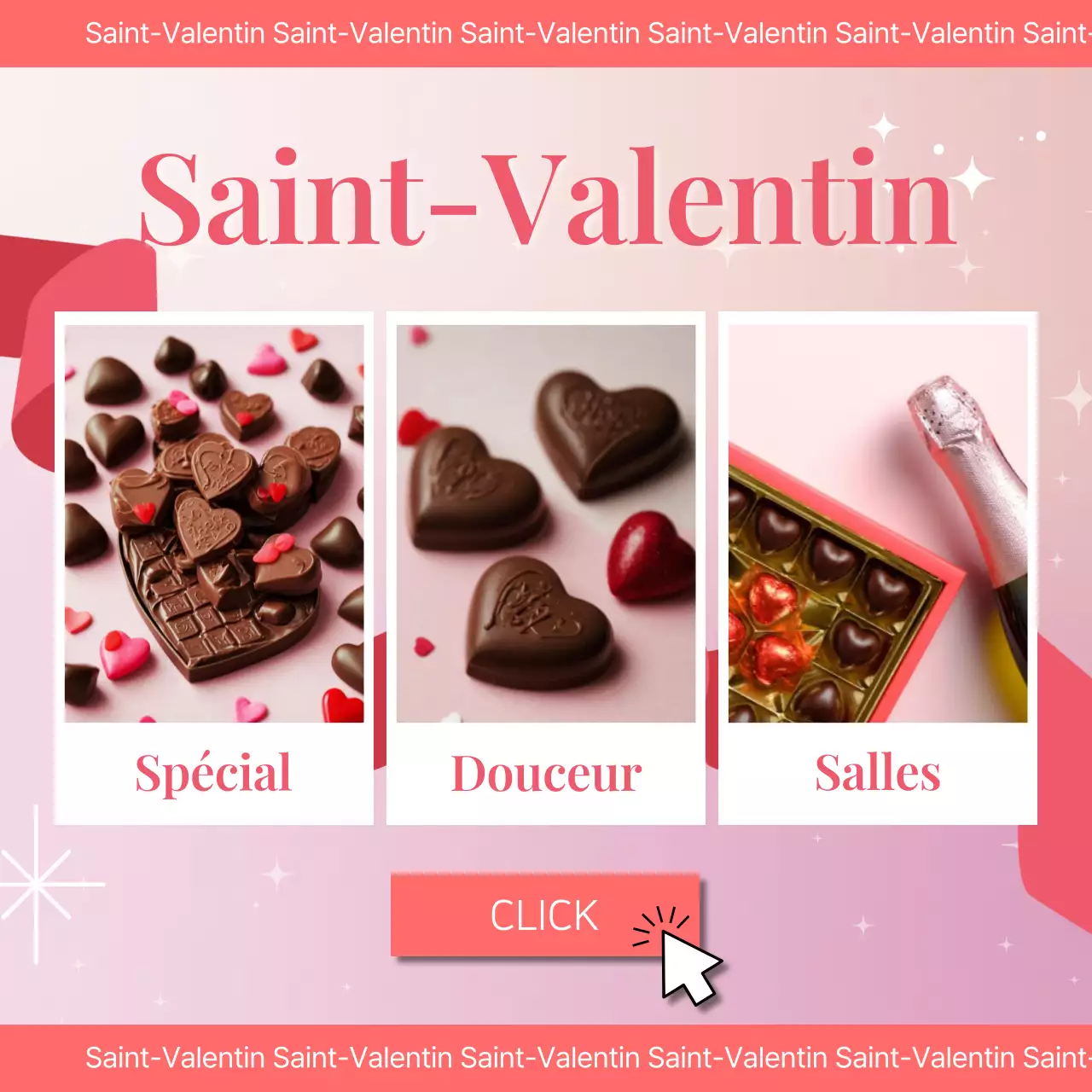 Une publicité luxueuse pour la Saint-Valentin en brun et rouge