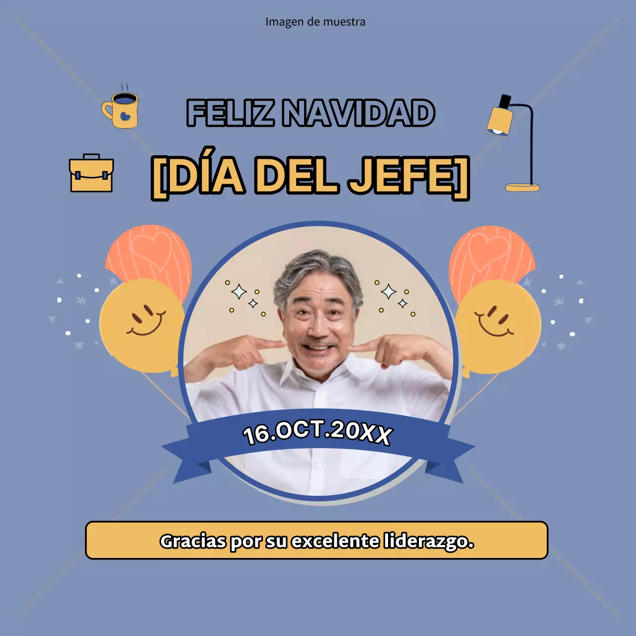 Azul cielo y beige sencillo Aviso de Feliz Día del Jefe