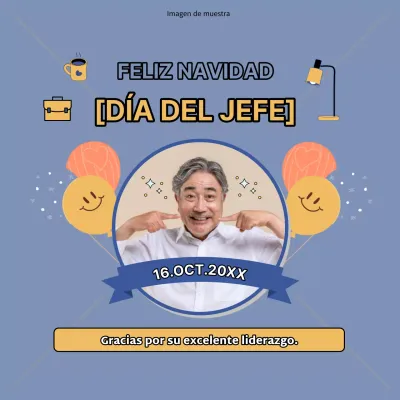 Azul cielo y beige sencillo Aviso de Feliz Día del Jefe