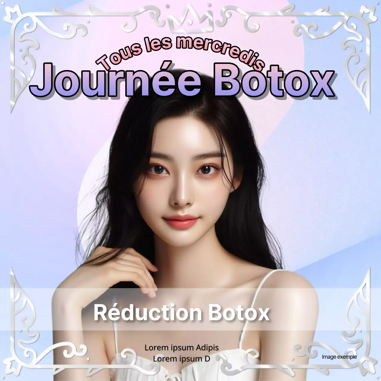Publicité pour un traitement Botox mauve et luxueux
