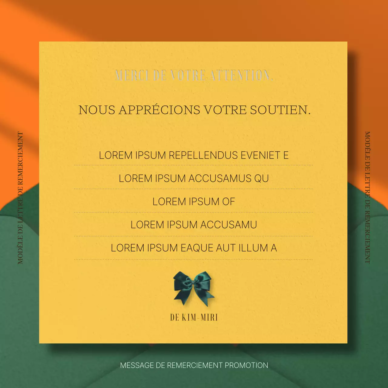 Papier de remerciement moderne en bleu et jaune