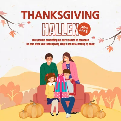 Gele en oranje eenvoudige Thanksgiving Sale promotie