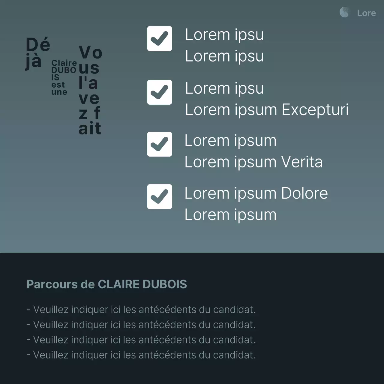 Une simple publicité de campagne électorale en bleu marine et blanc
