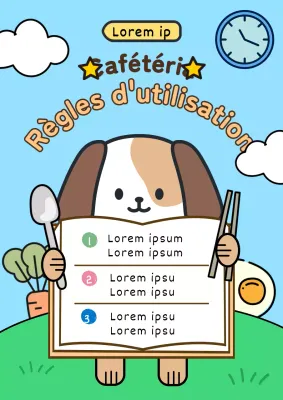 Mignon guide des règles de la classe de l'école primaire en bleu clair