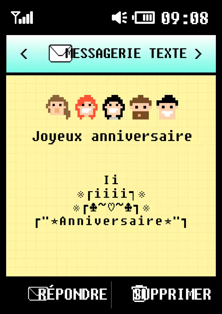 Invitation à une fête d'anniversaire rétro en jaune et menthe