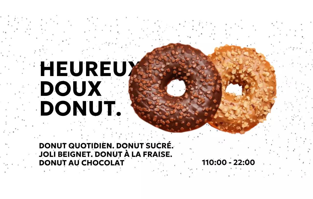 Boutique de beignets simple avec fond de points, police gothique et photos de beignets