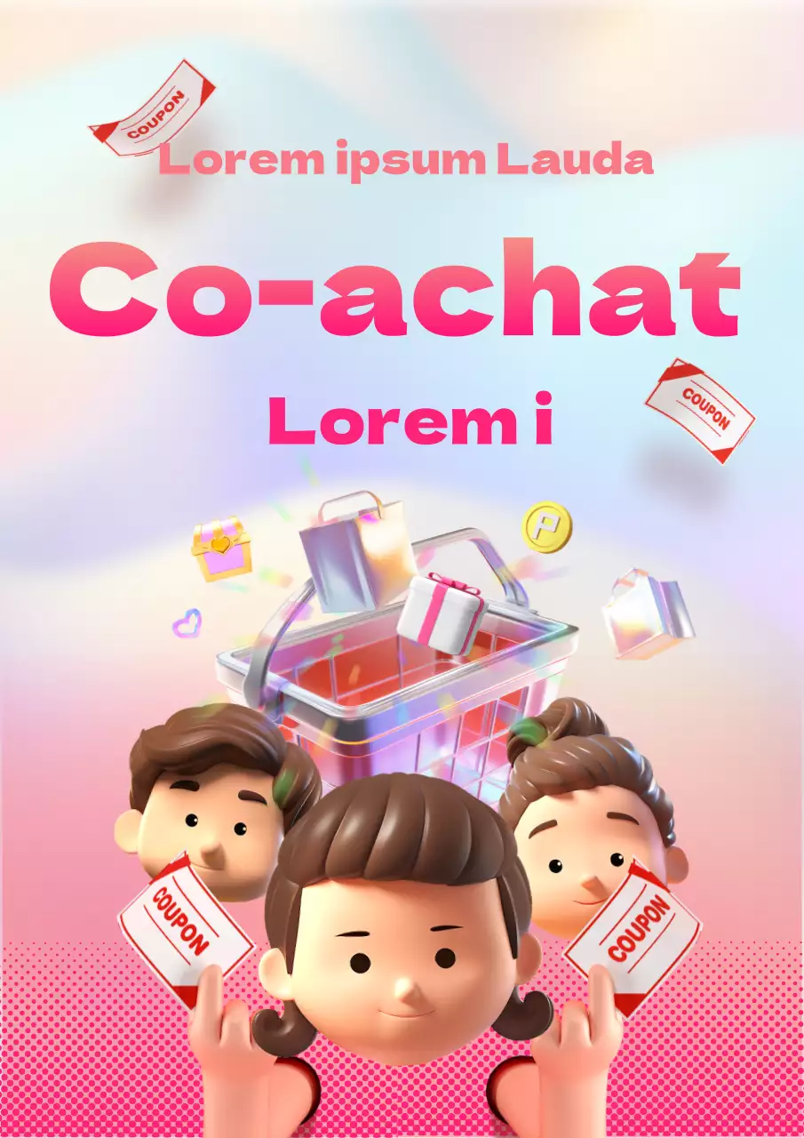 Annonce classique de co-buy avec texte orange et rose