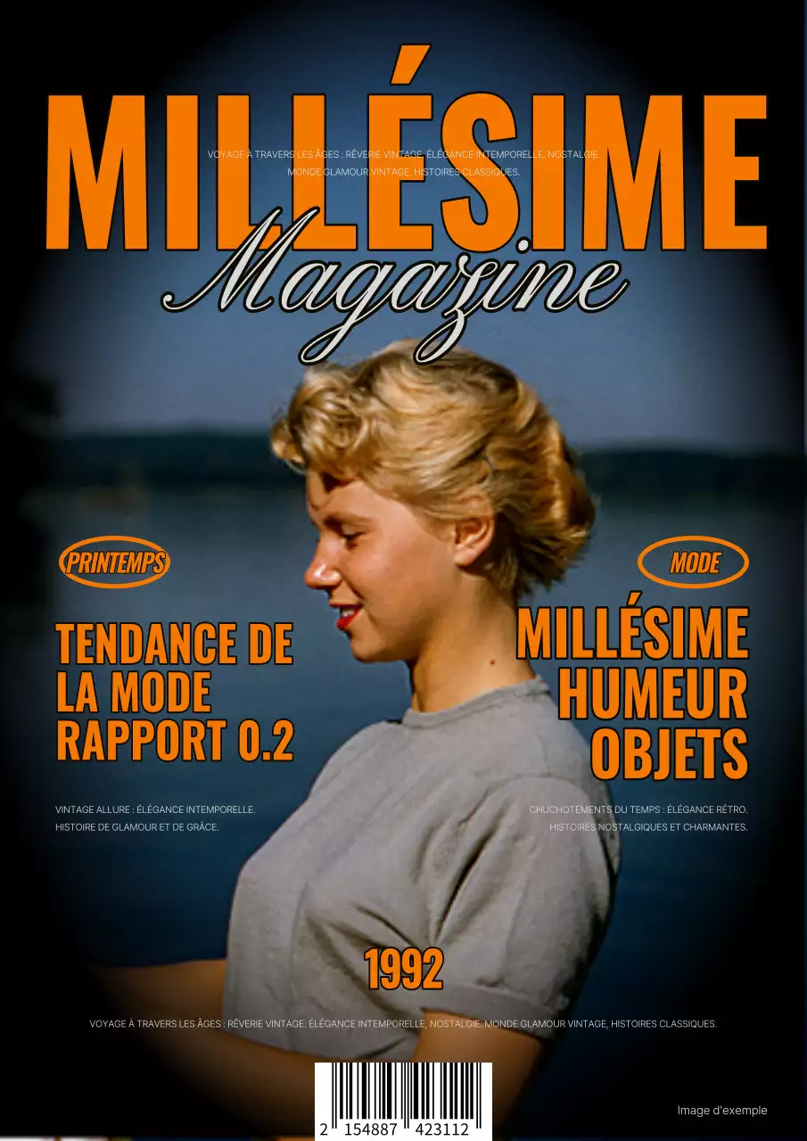 Magazine de mode vintage en orange et gris