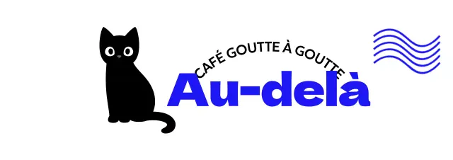 Marchandises de café avec des chats mignons, du texte bleu et des vagues