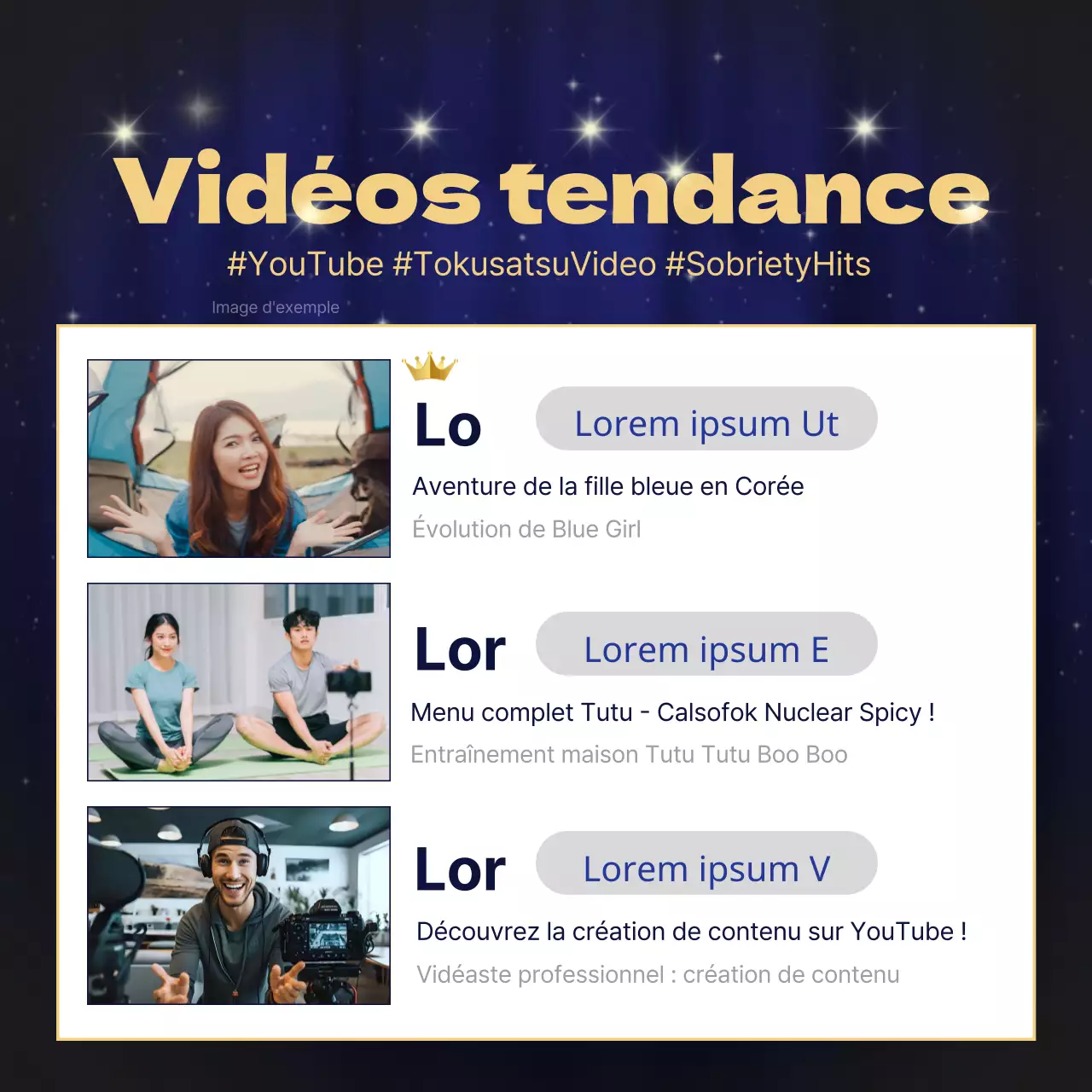 Contenu luxueux en or et bleu marine Informations de fin d'année