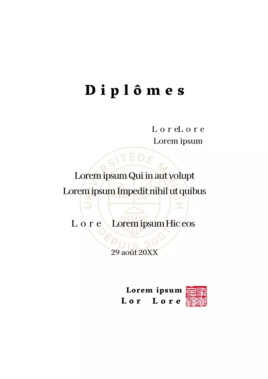 Diplômes universitaires avec un concept de forme simple