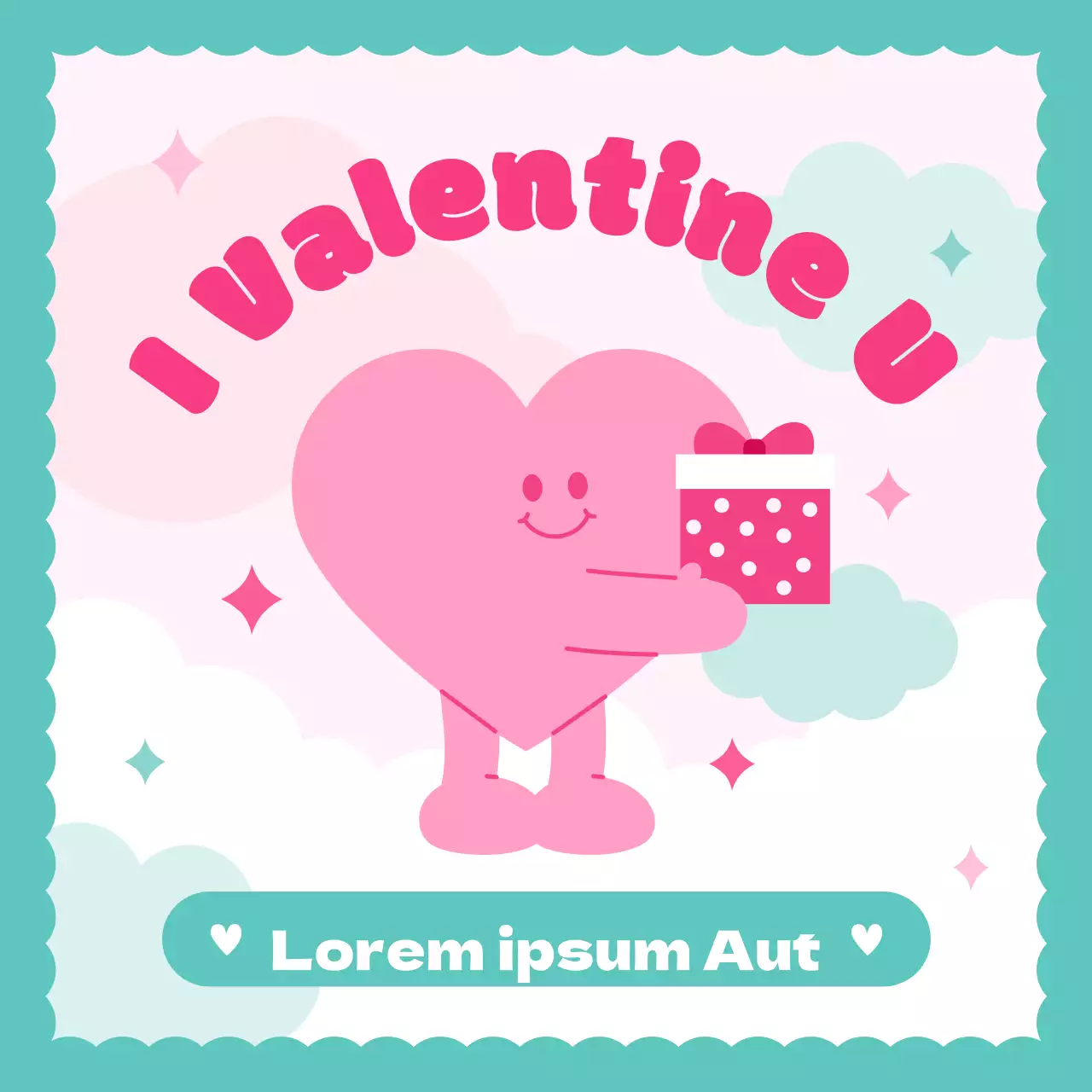 Une jolie publicité pour la Saint-Valentin en rose et bleu clair