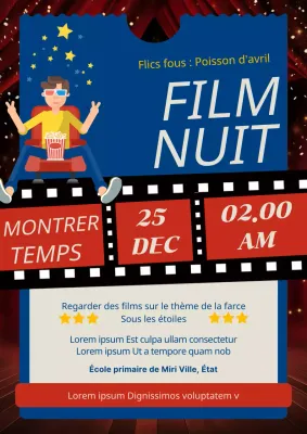 Promotionnel de la soirée cinéma du poisson d'avril rouge et bleu charmant