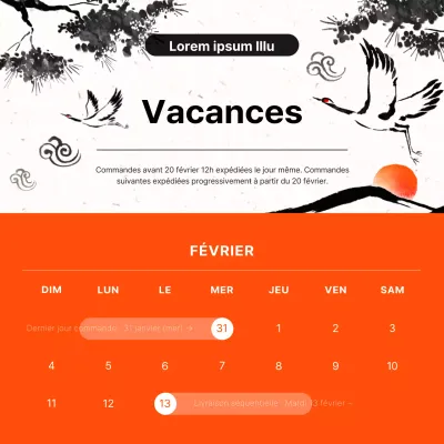 Guide des horaires d'expédition pour les fêtes traditionnelles en orange et blanc