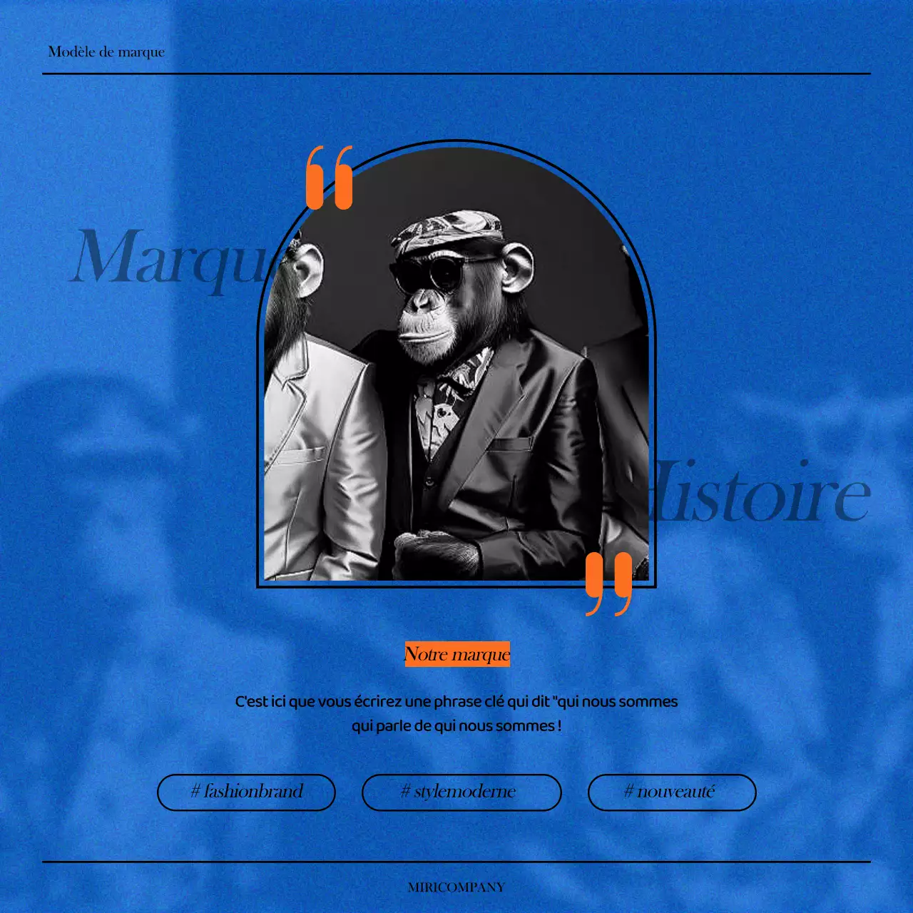 Une déclaration de marque simple en bleu et orange