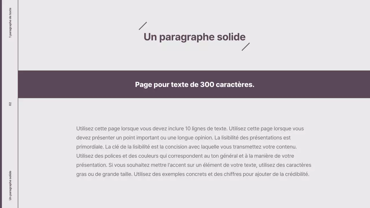 Explication de la mise en page de style minimaliste en violet