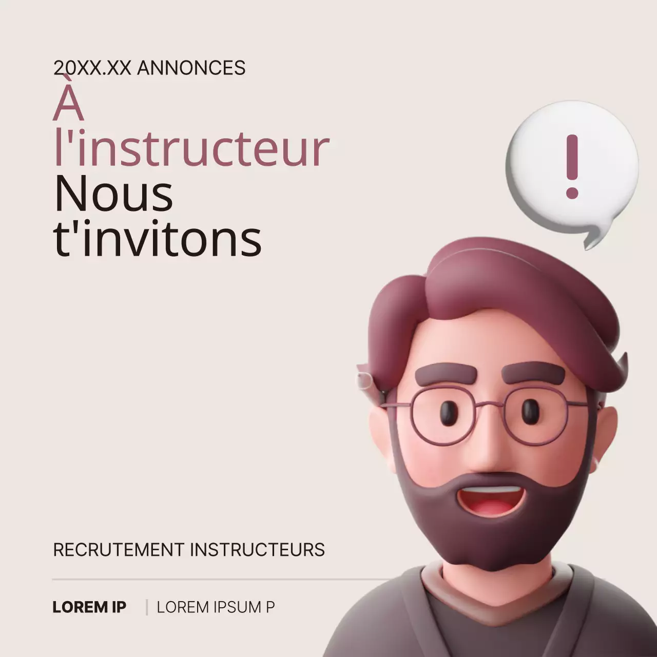 Un simple avis de recrutement de tuteurs de couleur marron et beige