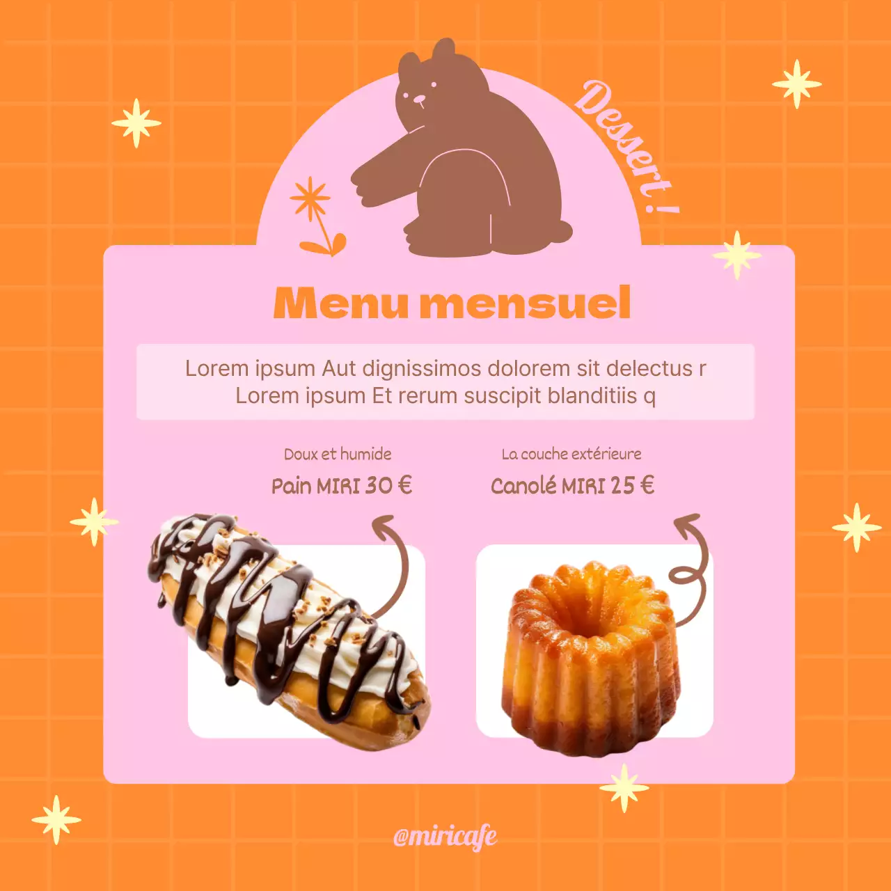 Une jolie collection de faire-part de cafés orange et rose.