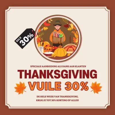 Beige en bruin eenvoudige reclame voor Thanksgiving Sale