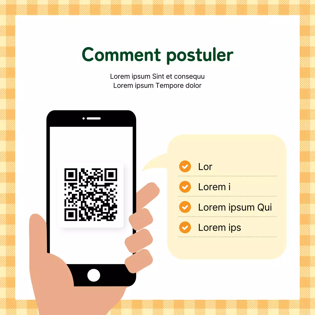 Un simple argumentaire orange et vert pour le recrutement d'une équipe de yoga