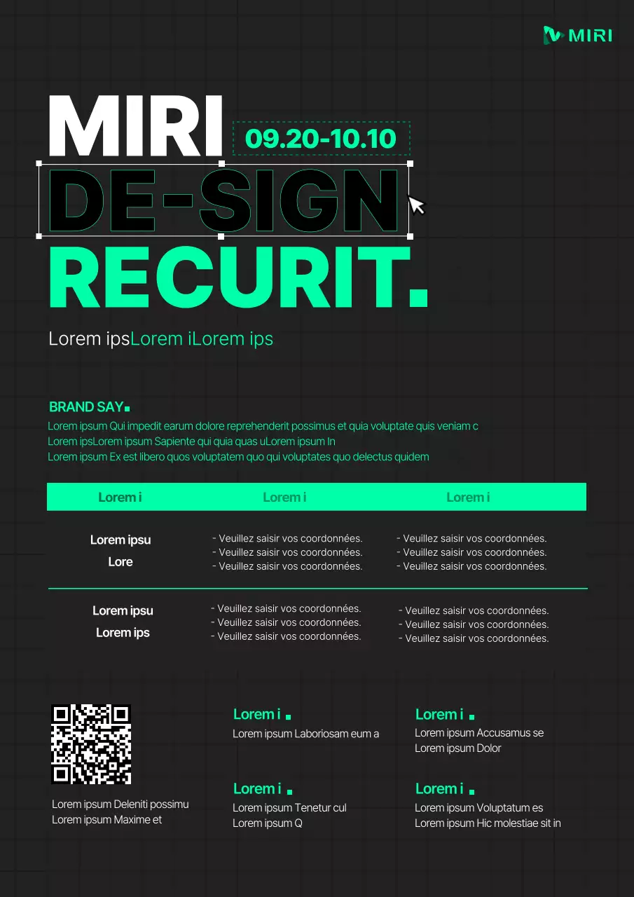 Noir et vert, annonce d'emploi d'une équipe de conception de marque simple