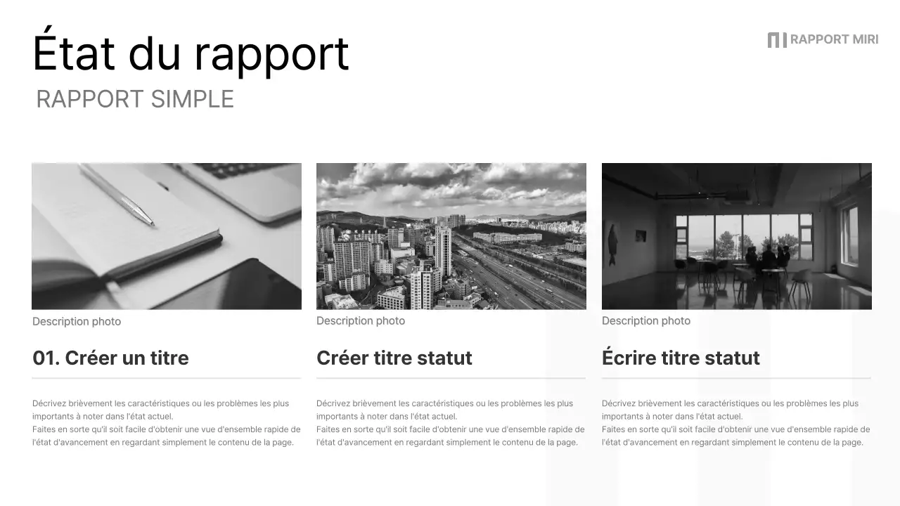 Un rapport d'entreprise simple en noir et gris