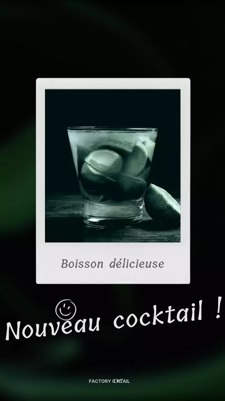 Un bar à cocktails branché en noir et kaki posts sur les médias sociaux