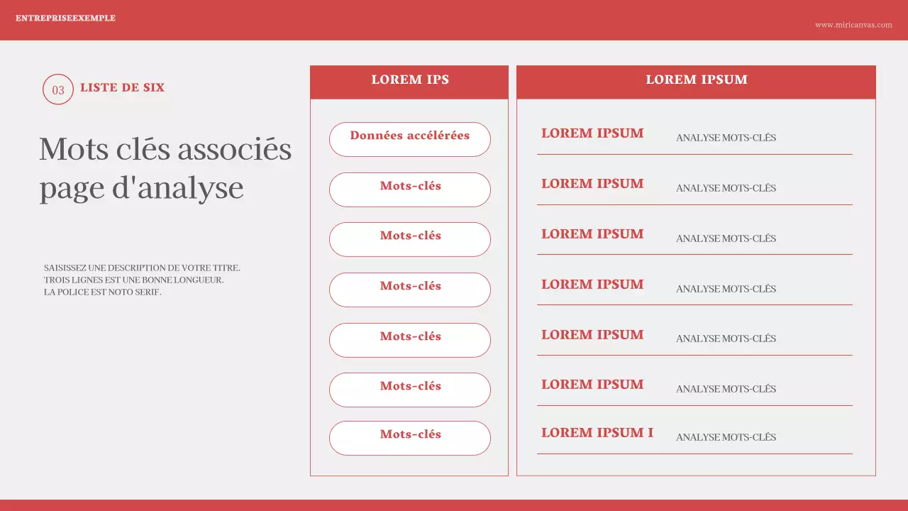 Présentation minimaliste de la numérotation en rouge ivoire