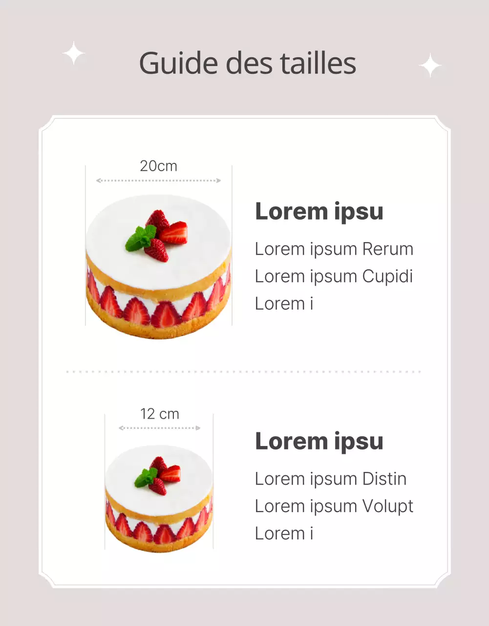 Promouvoir un gâteau de boulangerie classique en beige